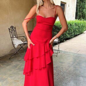 Sweetheart Neck Ruffled Maxi Cami Dress | New Sleeveless Sheath Lace Up Dress